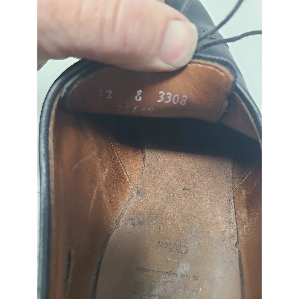 Allen Edmonds Clifton 3308 Black Leather Cap Toe Oxford Dress Shoes Mens 12